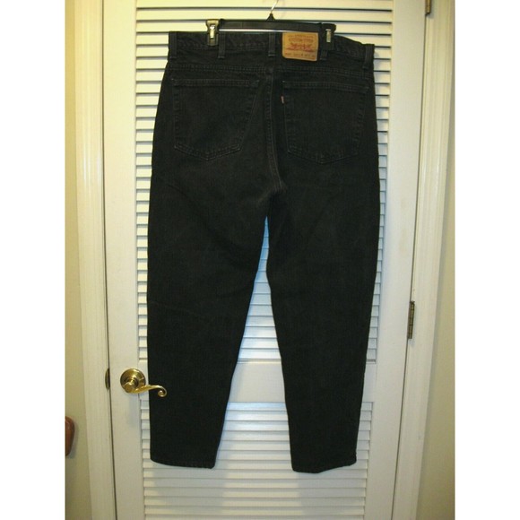 Levis 550 Black Jeans Tag 40X30 (M: 39X30) Relaxed Tapered USA Vintage - Picture 2 of 13